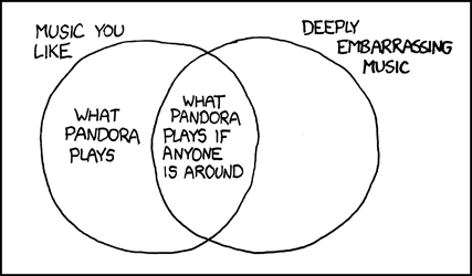 Pandora is an online music streaming application that plays music based off of what you listen to and enjoy. If someone overheard your Pandora account playing a bad song, they might assume you like bad music. Following Murphy&rsquo;s Law, one could presume that Pandora would only play these bad or embarrassing songs while another person was listening.
The author created a diagram from an almost&nbsp;humorous observation he made while on his computer.